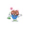 Smart Professor chocolate love cupcake cartoon character with glass tube