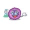 Smart Professor eosinophil cell cartoon character with glass tube