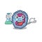 Smart Professor neutrophil cell cartoon character with glass tube