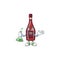 Smart Professor red bottle wine cartoon character with glass tube