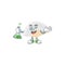 Smart Professor white chinese folding fan cartoon character with glass tube