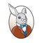 Smart rabbit in glasses with bow tie illustration