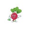 Smart red radish cartoon character holding glass tube