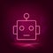 Smart, robot neon icon - vector. Artificial intelligence.