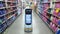 Smart robot walking around in a supermarket