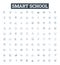 Smart school vector line icons set. Smart, School, Technology, Learn, Innovative, Intelligent, Digital illustration