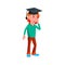 smart schoolboy celebrate graduation cartoon vector