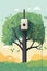 A smart sensor p on a tree to detect any changes in the local environment and alert authorities of potential danger