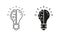Smart Solution, Inspiration, Knowledge, Light Bulb Line and Silhouette Icon Set. Innovation Symbol on White Background