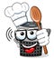 Smart speaker cartoon funny character cook isolated