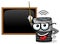 Smart speaker cartoon funny character teacher blackboard or chalkboard stick isolated