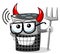 smart speaker cartoon funny devil trident isolated