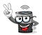 Smart speaker cartoon funny happy victory sign isolated