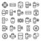 Smart speaker icons set, outline style