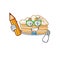 A smart Student carrot cake character holding pencil