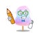 A smart Student rainbow cotton candy character holding pencil