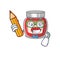 A smart Student raspberry jam character holding pencil