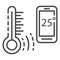 Smart temperature control icon, outline style