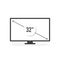 Smart TV icon. Diagonal screen size 32 inches. Vector illustration, flat design