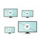 Smart TV icon set. Diagonal screen size in 32, 40, 50 and 70 inches. Lcd television display. Computer monitor. Vector illustration