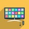 Smart TV with remote control, flat style illustration