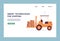 Smart warehouse forklift carrying cargo - website banner template