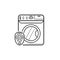 Smart washing machine hand drawn outline doodle icon.