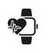 Smart Watch App for for Heart Pulse Control Silhouette Icon. Wearable Fitness Bracelet Glyph Pictogram. Heart Beat