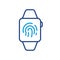 Smart Watch with Fingerprint Identification Technology Color Line Icon. Touch ID in Smartwatch Linear Pictogram. Clock