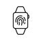 Smart Watch with Fingerprint Identification Technology Line Icon. Touch ID in Smartwatch Linear Pictogram. Clock with