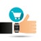 Smart watch on hand- shopping cart