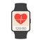 Smart watch with heartbeat rate or pulse tracker app and blood pressure monitor. Fitness application deign for smartwatch. Health