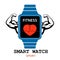 Smart watch vector icon for active people while doing sports