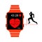 Smart watch vector icon for active people while doing sports