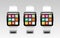 Smart watches with menu icons on screen