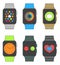 Smart watches set. Colorful illustration.