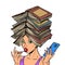 A smart well read woman with books