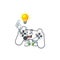 Smart white joystick cartoon character has an idea