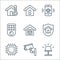 smarthome line icons. linear set. quality vector line set such as bedroom lamp, cctv, chip, shield, electric socket, remote,