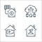 Smarthome line icons. linear set. quality vector line set such as eco house, live, cloud