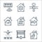 Smarthome line icons. linear set. quality vector line set such as plug, garage, watering, sound control, heating, dashboard, leak