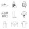 Smartness icons set, outline style