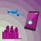 Smartphone airplane city travel icons on isolated background. Vector image