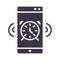 Smartphone alarm clock device technology silhouette style design icon