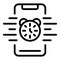 Smartphone alarm clock icon outline vector. Work mental