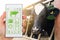 Smartphone app reading dairy cows data tag agritech concept