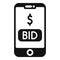Smartphone auction bid icon simple vector. Bidder process