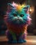 smartphone backgroundFunny rainbow fluffy Cat character illustration generative ai