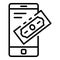 Smartphone banking icon, outline style