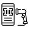 Smartphone barcode scanner icon, outline style